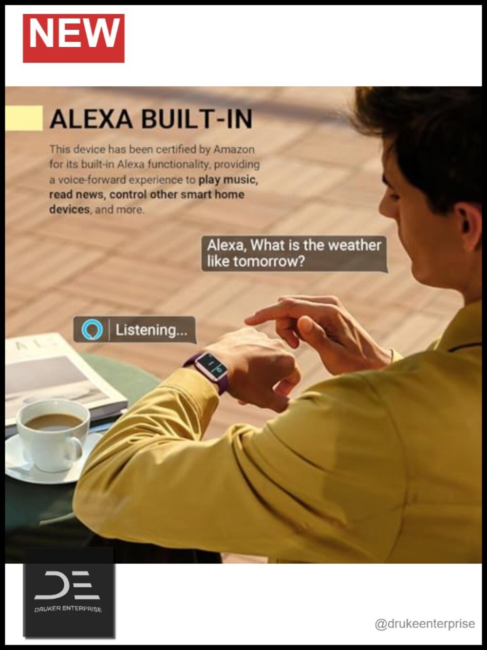 Smart Watch with Alexa, Fitness Tracker, Heart Rate/Sleep Monitor, 1.8" HD
